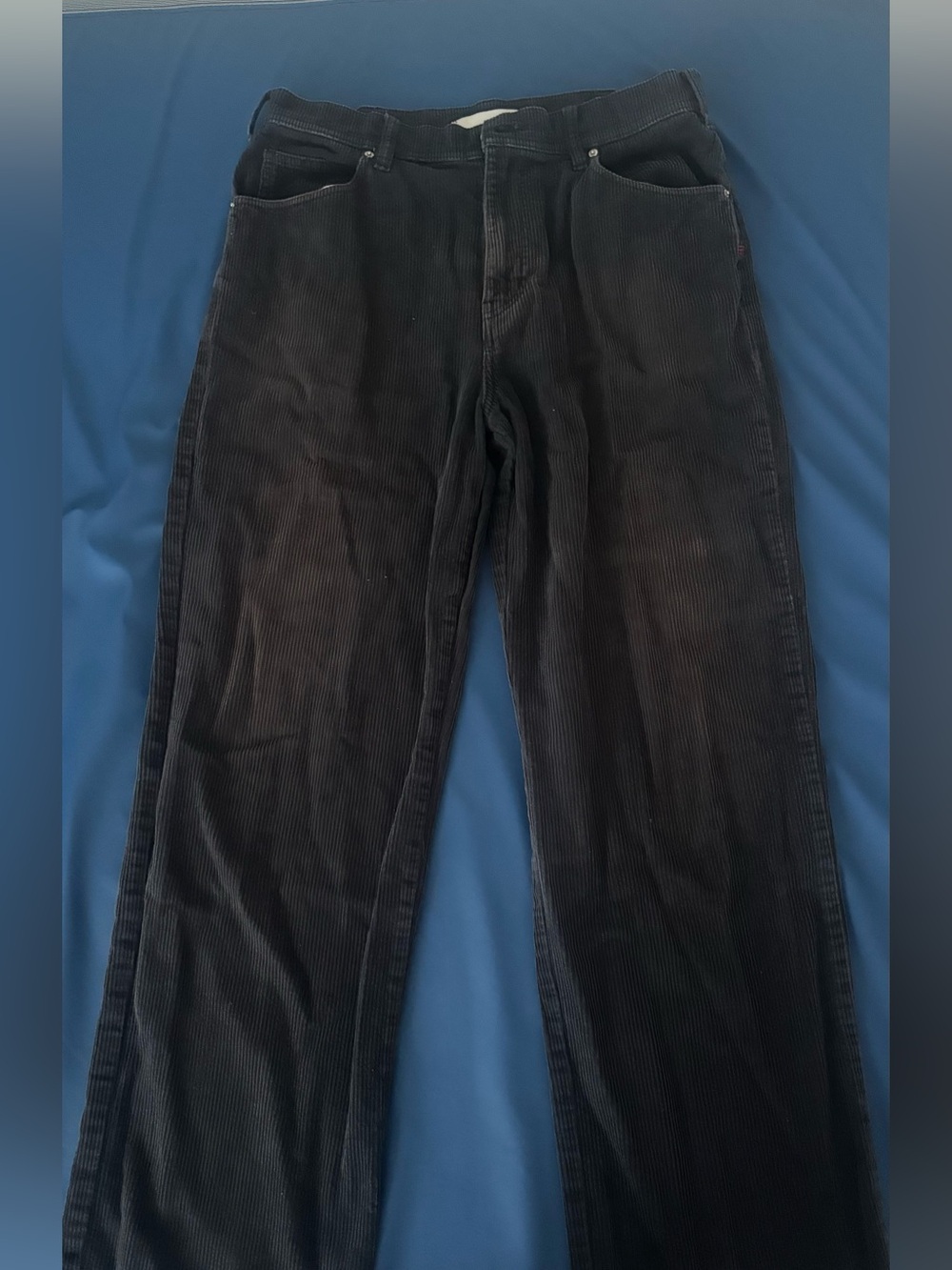 Black Corduroy Baggy-Leg Pants